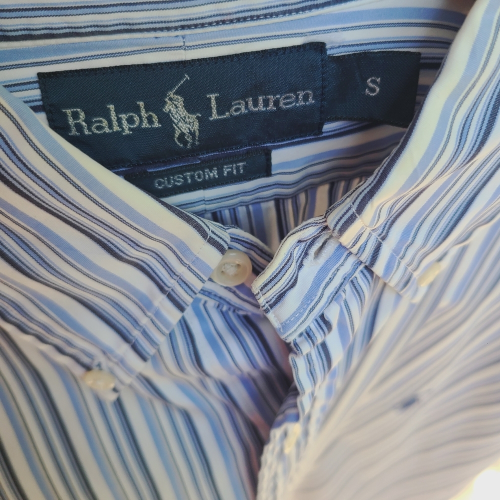 Polo by Ralph Lauren Blue and White Casual Button Down Shirt Long Sleeve Small
